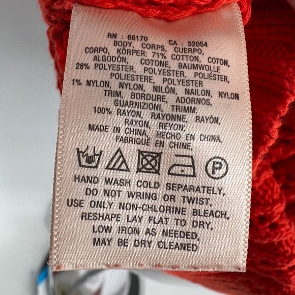 Anthropologie Moth Open Knit Zipper Back Sweater Orange Size XL - Picture 8 of 9